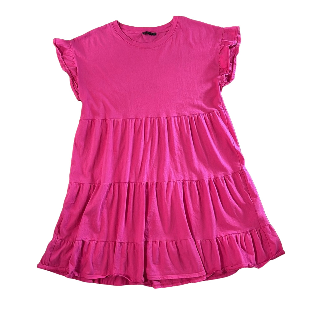 J.Crew Pink Ruffle Midi Summer Dress Size Large